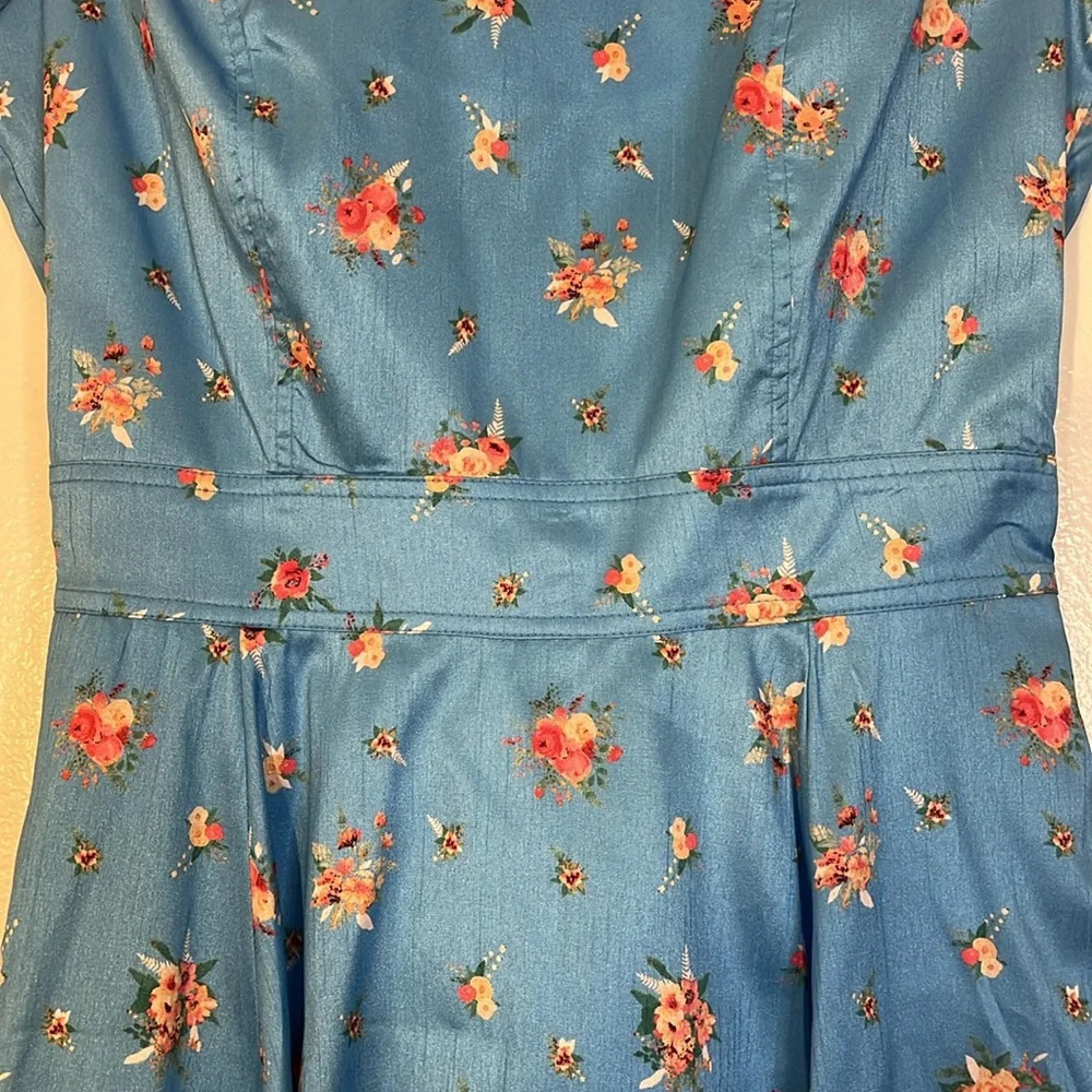 eShakti | Virginia floral retro style dress Women’s 6 (Custom) scalloped Midi - Picture 4 of 12